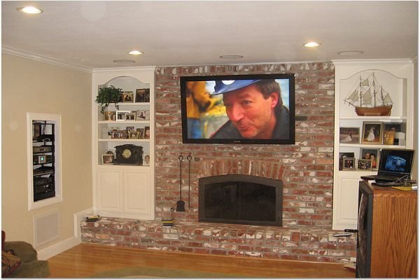 inside brick fireplace