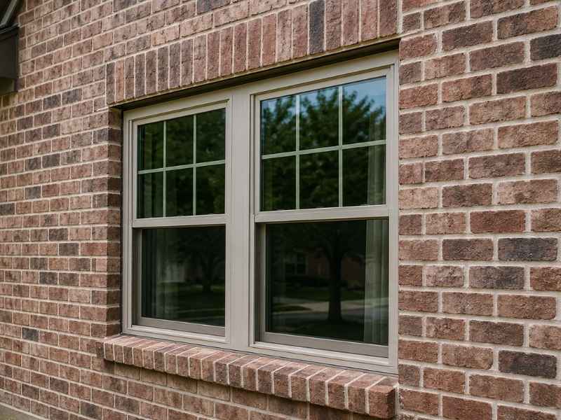 Brick wall in Frisco Texas showing careful masonry transitions around a residential window.